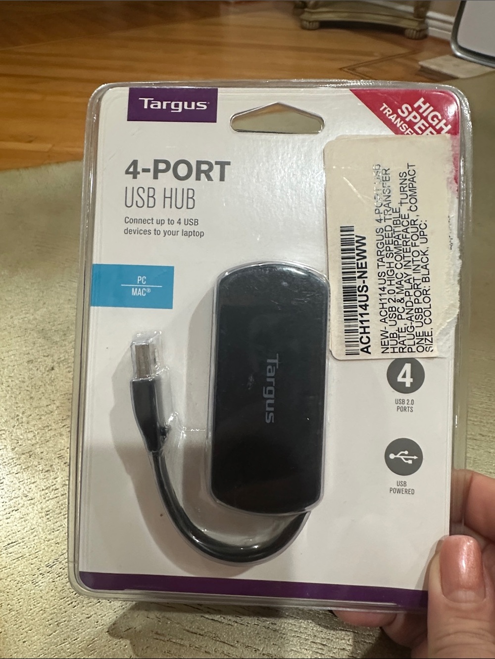 Targus Black 4-Port USB Hub – Compact USB 2.0 Expander